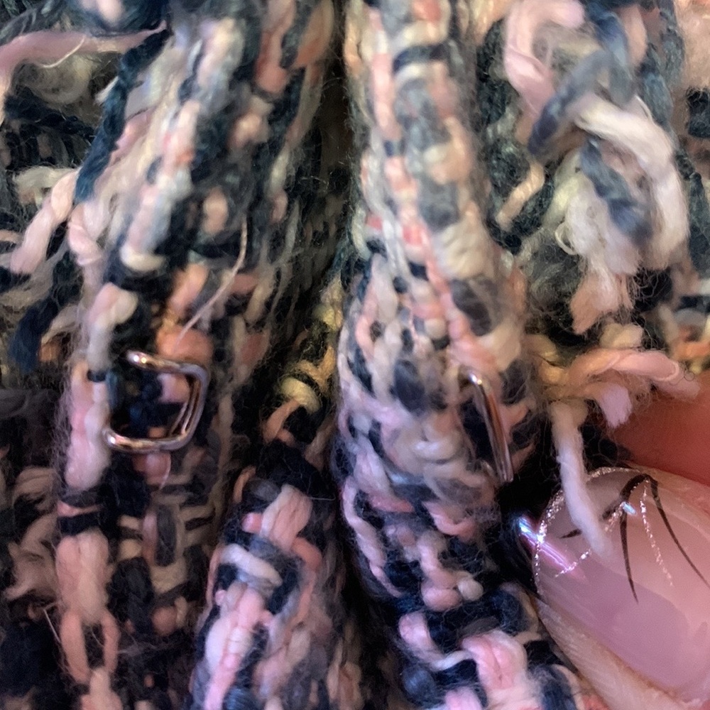 Focus 2000 Blue Pink Tweed Frayed Hem Trench Coat - Picture 7 of 11